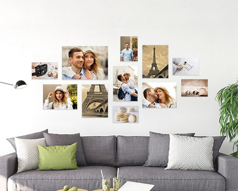 Mur de 11 photos dans le salon