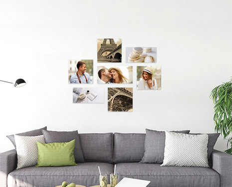 Mur de 7 photos dans le salon